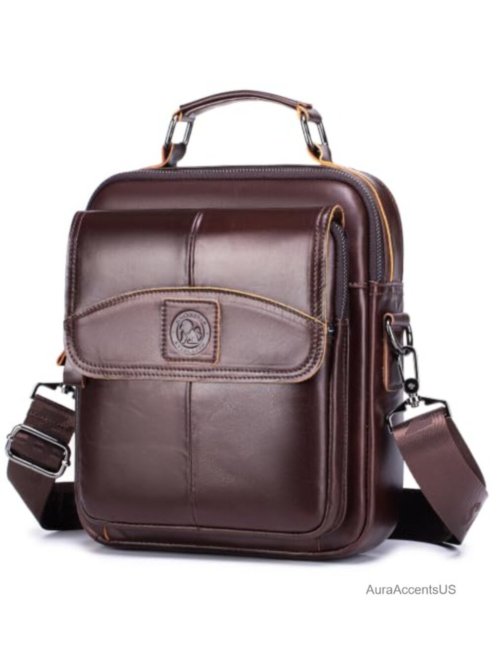 Cowhide Leather Men's Crossbody Shoulder Bag Large Capacity